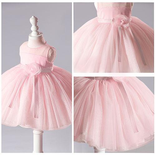 New Pink Cute Flower Girl Dresses Sleeveless Tulle Kids Princess Formal Birthday Party Short Pageant Ball Gowns Size 4-10 Cheap High Quality