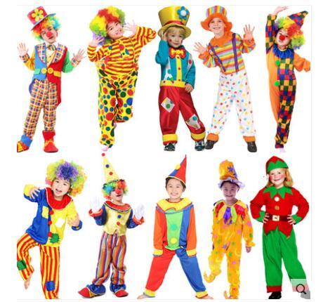 NoEnName Free Shipping Chilld Funny Circus Clown Costume Naughty Harlequin Uniform Fancy Circus Dress Cosplay Clothing for child