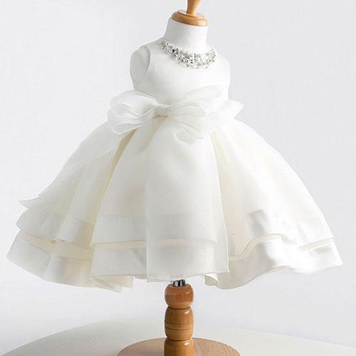 2019 White Princess Flower Girl Dresses Rhinestones Beading Crystal Sleeveless Kids Child Formal Party Pageant Ball Gowns Zipper Back Skirts