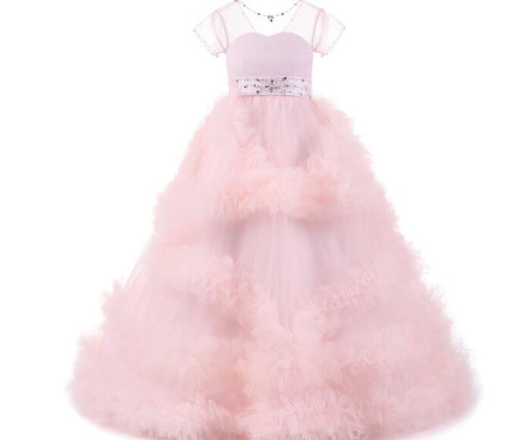 Real sample showing Tutu Ball Gown Princess Wedding Flower Girl's Dresses Communion Girl's Pageant Dress