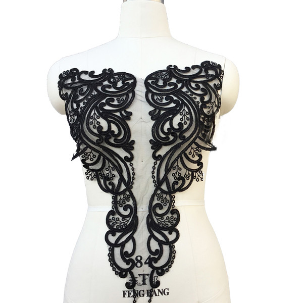 black French flower handmade lace appliques wedding dress design materials costume accessories SD10