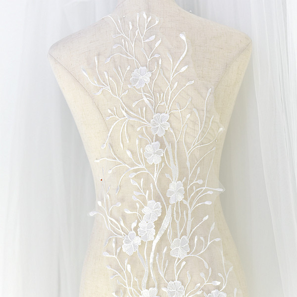 French embroidery big flower long lace patch wedding dress bridal veil DIY materials theatrical costume accessories T032
