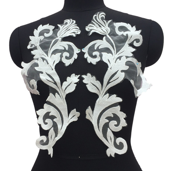 White French flower handmade lace appliques for wedding dress back design materials costume accessories SD09