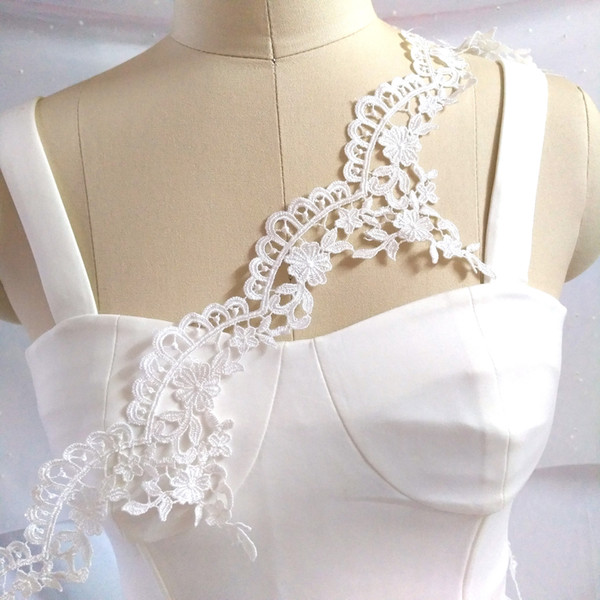 Sale by Yard white 9 cm Wide veil lace embroidery Venice lace Trim bridal Wedding dress Eyelashes Lace LS01