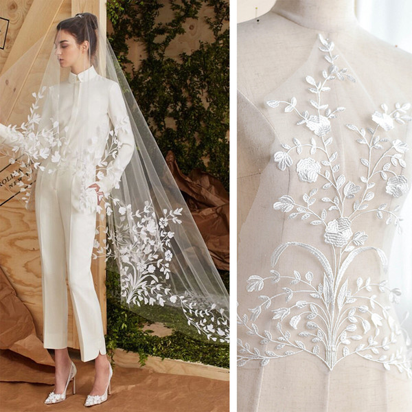 French embroidery big flower lace patch wedding dress bridal veil DIY materials theatrical costume accessories T030