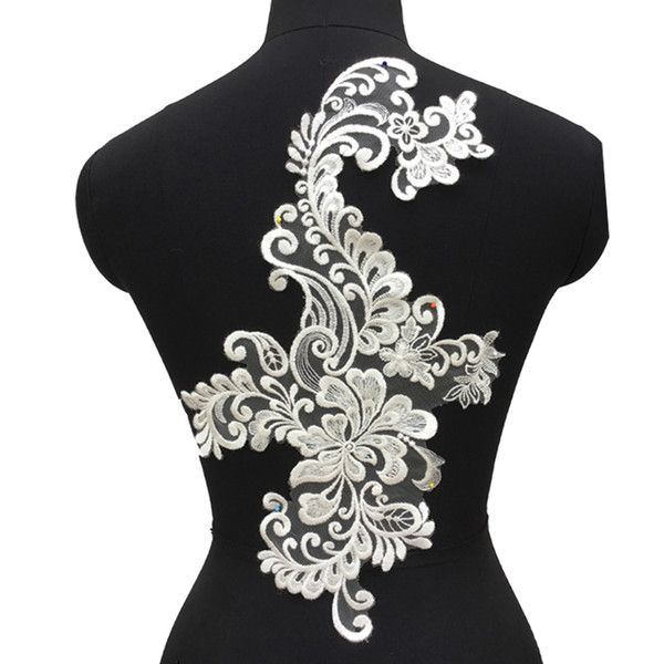 White French flower handmade lace appliques for wedding dress back design materials costume accessories SD07