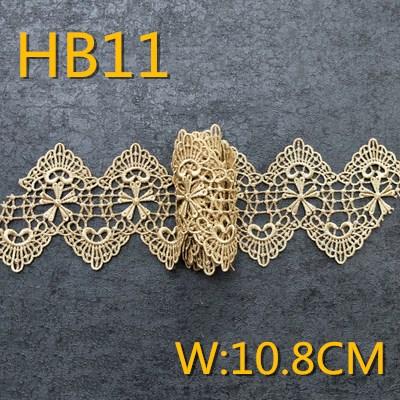 Sale by Yard Golden metallic thread flower high quality embroidery Lace Fabric Sewing costumes DIY Lace Trim HB11