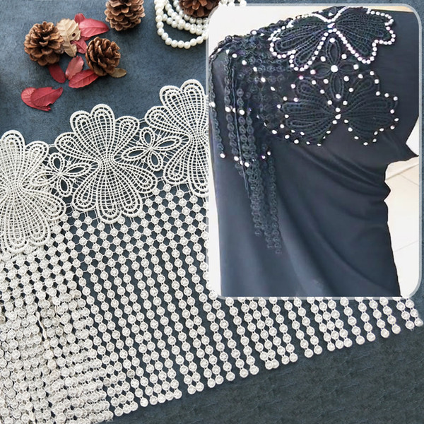 Sale by Yard high quality tassel embroidery Lace Fabric Sewing costumes DIY Lace Trim HB39