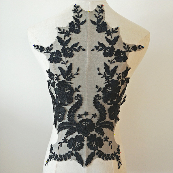 Back White French flower handmade cotton lace appliques for wedding dress back design materials costume accessories XW007