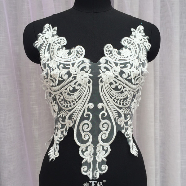 White French flower handmade lace appliques with sequins wedding dress design materials costume accessories SD03