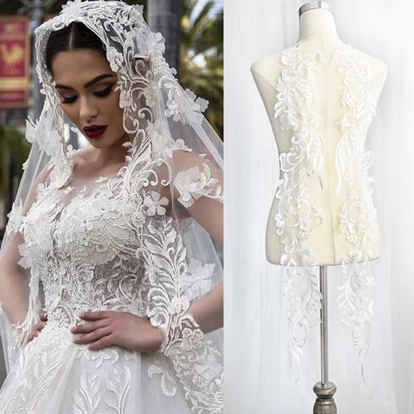 French embroidery big flower Lace applique wedding dress bridal veil DIY materials theatrical costume accessories T027