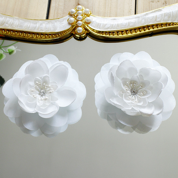 French 3D flower lace appliques with beads wedding dress DIY materials costume accessories DZ07