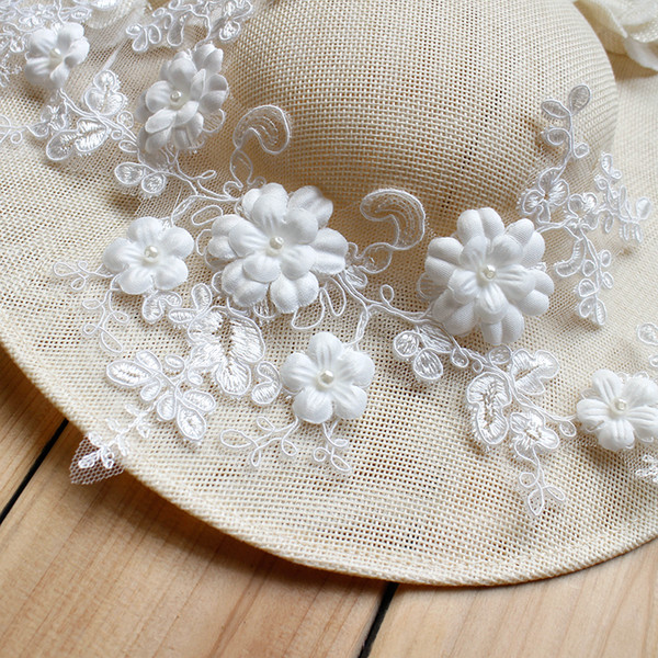 French 3D lace appliques with pearls and sequins wedding dress DIY materials costume accessories DZ01