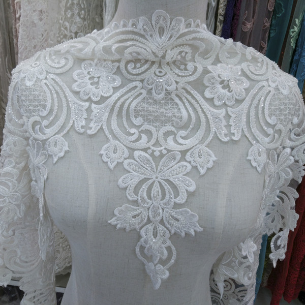 High quality white rayon lace with bead embroidery Lace Trim Wedding dress Lace Ribbon Sewing Accessories M009