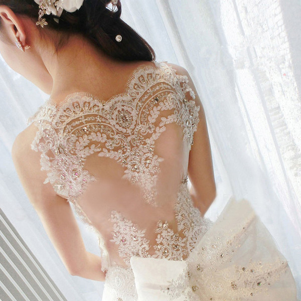Sale by Yard 24 cm Wide white French bridal veil embroidery Lace Trim Wedding dress Lace party decoration with PVC Sequins