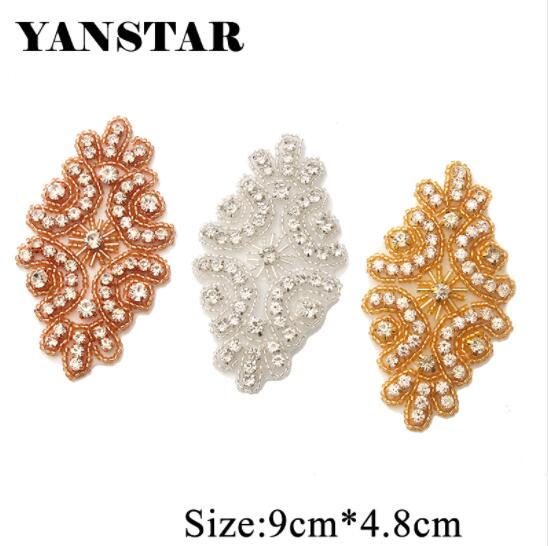 YANSTAR 20PCS Handmade Rhinestone Applique Sparkle Crystal Sewing On Bridal Gown Belt DIY Wedding Dress Sash YS923