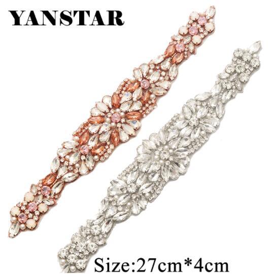 YANSTAR 1PCS Wedding Dress Belt Rhinestone Applique For Bridal Gown Sash DIY Wedding Dress Belt wedding decoration YS938