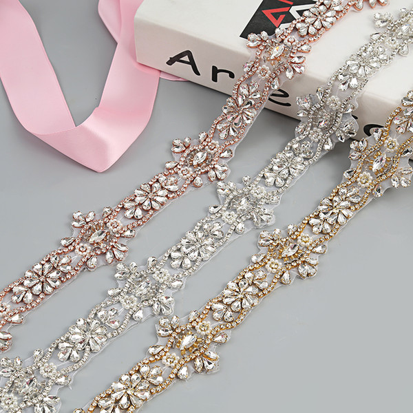 Crystal Rhinestones Trim by the Yard-Wholesale Silver Rose gold Bridal Trim Rhinestone Banding Crystal Trim Rhinestone Appliques
