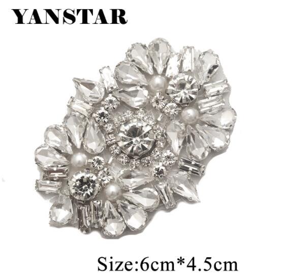 YANSTAR 10PCS Rhienstone Applique Bridal Sash Beads On For Wedding Dress Belt Accessories DIY Bridal Sash YS925