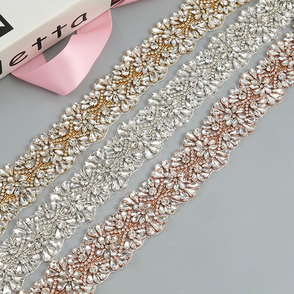 Rose Gold Crystal Rhinestones Trim By The Yards Bridal Trim Crystal Trim Rhinestone Applique Wedding Dresses Belt