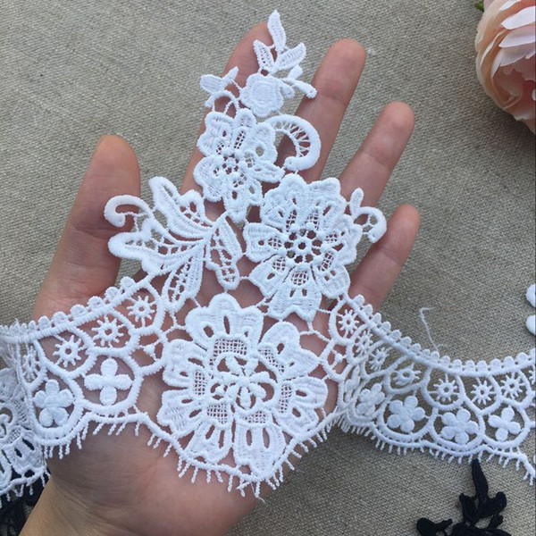 Sale by Yard white 14 cm Wide French bridal veil embroidery Lace Fabric Trim Wedding dress Eyelashes Lace HR 03