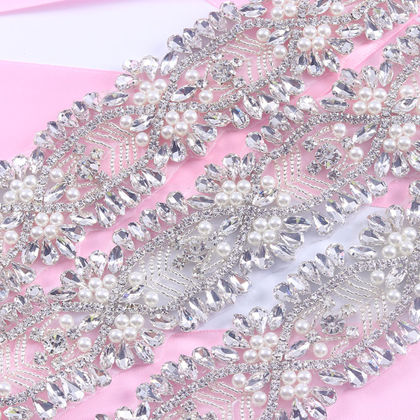 5 Yards Rhinestones Appliques trim iron on Wedding Belt Sewing Rose Gold Crystal Rhinestones Appliques for Bridal Accessory L60