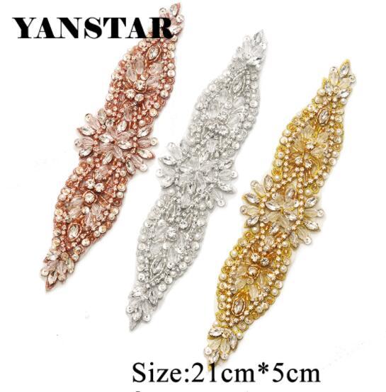 YANSTAR 1PCS Wedding Dress Belt Rhinestone Applique For Bridal Gown Sash DIY Wedding Dress Belt Bridal Accessories YS890