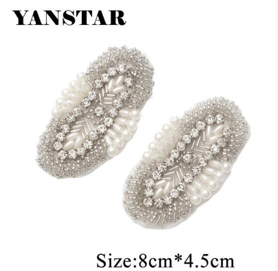 YANSTAR 20PCS Wholesale Wedding Dress Belt Rhinestone Applique Beads Clear Silver Crystal Sewing On For Bridal Gown Sash YS921