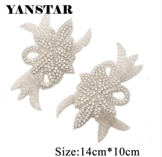 YANSTAR 1PCS Rhinestone Applique Bridal Gown Sash Sewing On For Wedding Dresses Sash Bridal Gown Accessory YS903