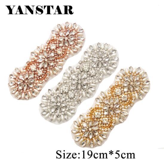 YANSTAR (1pcs) Hand Protein Beads Sparkle Crystal Rhinestones Appliques Sewing On Bridal Sash Bridal Accessories YS930