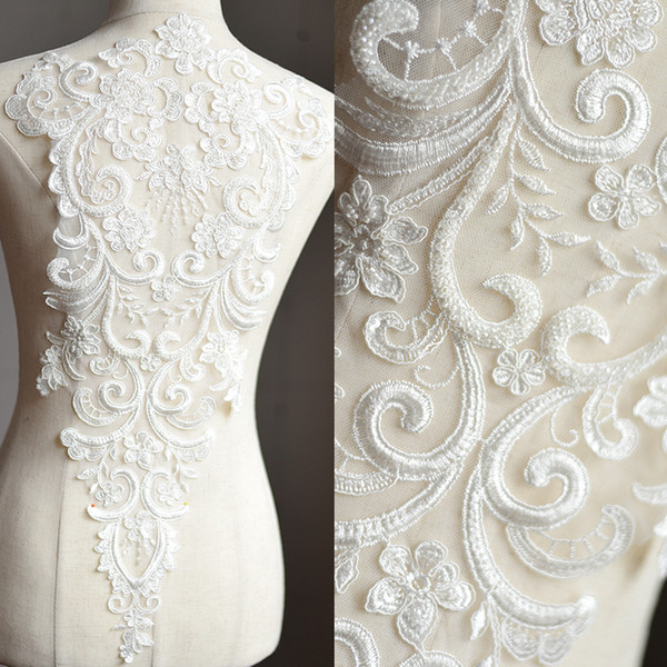 Luxury nail bead embroidery lace wedding dress DIY materials theatrical costume accessories T001