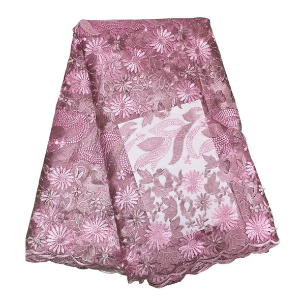 French Tulle Fabric Lace Material Dresses Nigeria Lace Fabric Embroidery Lilac Magenta African Lace Fabric For Women 12