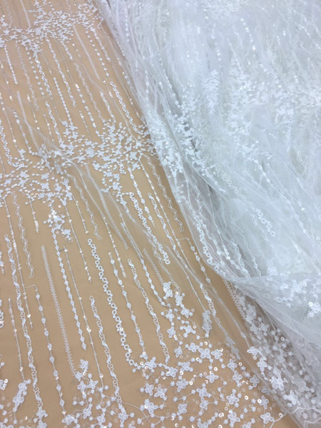 new High quality french flower lace fabric tulle net lace Milk Silk fabric bridal party dress embroidery voile lace fabric 5yard