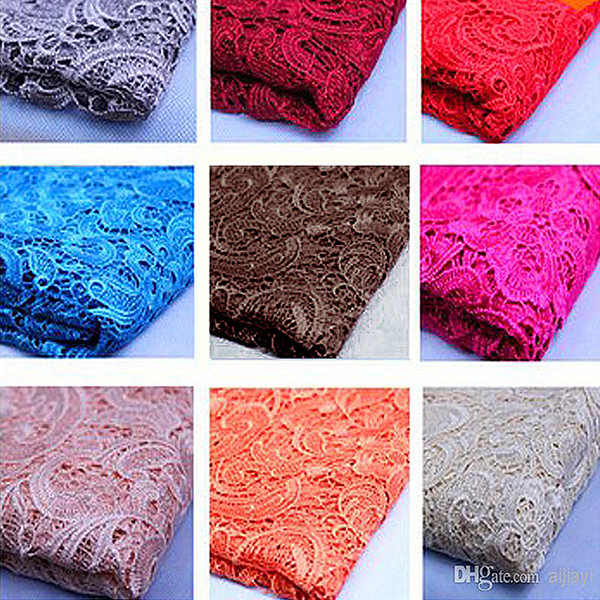 Hot ! Free Shipping New 2015 Tops High Quality 24 Color Water Soluble 3D African Lace Venice Lace Fabrics / Wedding Dress Fabrics