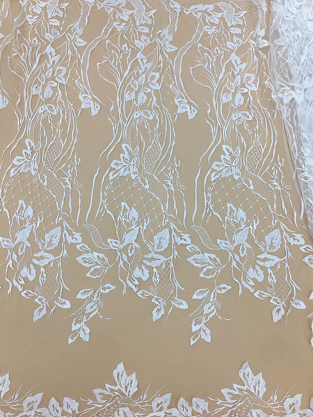 white Bridal Lace Fabric High Quality African Lace Applique Embroidery Flower Fabric African French Net Lace Fabric For Wedding Dress