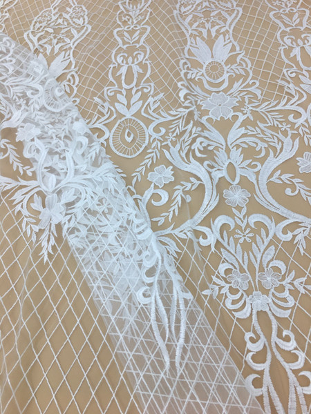 Floral Lace Bridal Embroidery Luxury Fabric Dress Wedding Veil Lace DIY Prom Dress Fabric Tulle Lace By 5 Yard