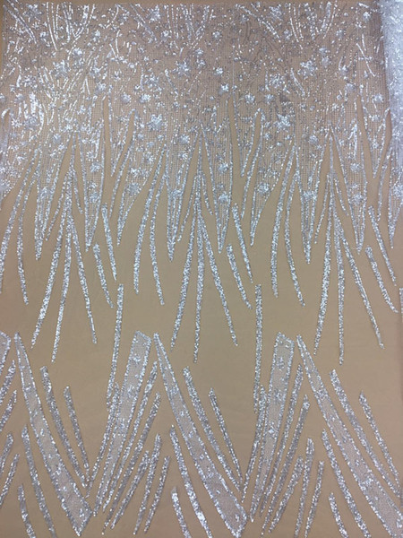 5yard New style French Lace High Quality African Tulle Lace Fabric, Embroidery Fabric Applique Sequins Lace Fabric For evening dress