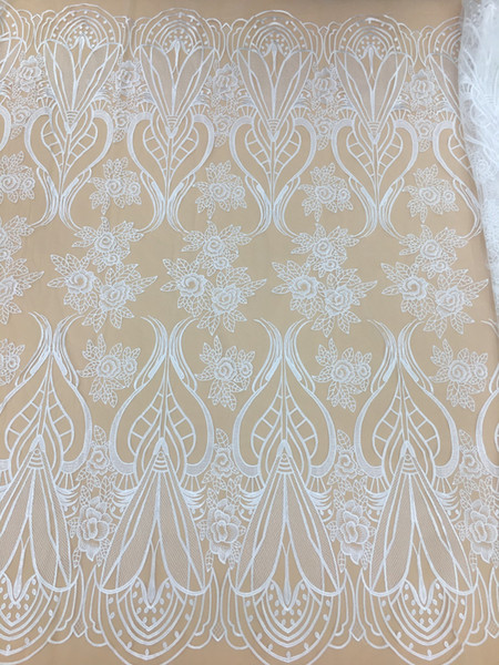 wedding dresses 5yard white Embroidery bridal dresses lace fabrics tulle Mesh Wedding Dress Lace Fabrics--F006