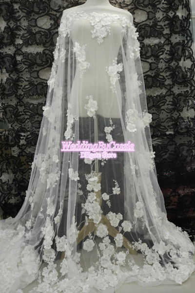 3D luxurious fabric and exquisite Beading flower French lace wedding dress lace clothing fabric DIY materials accessories M021