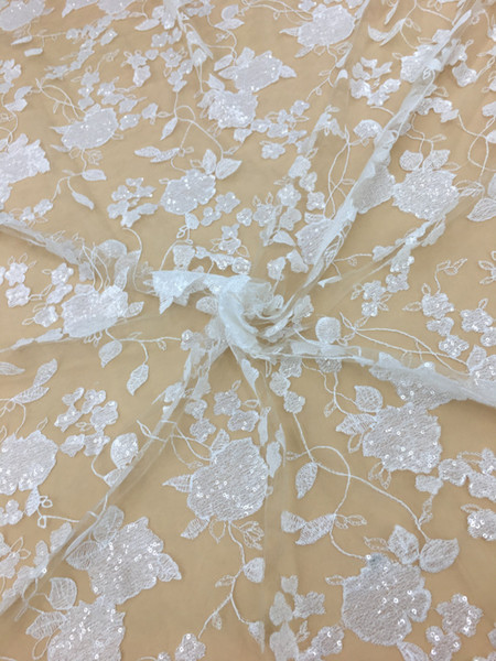 Luxury Embroidery Flower Lace Fabric for Wedding Hand DIY Material Bridal Dress Evening Dress Tulle Mesh Veil Lace by 5 Yard