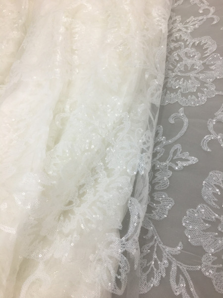 By 5 Yard Hot Lace Fabric, Stars Dotted Lace, Embroidered Lace Fabric, Wedding Dress Embroidery Material Fabric