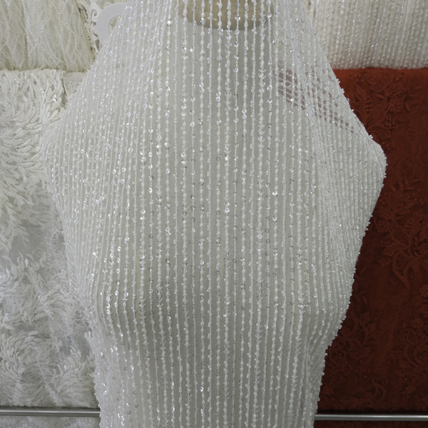luxurious fabric and exquisite Beading French lace wedding dress lace clothing fabric DIY materials accessories M032