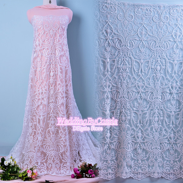 luxurious fabric and exquisite Beading French lace wedding dress lace clothing fabric DIY materials accessories M029