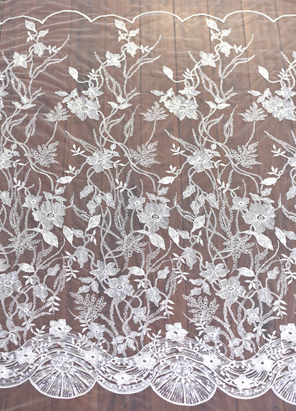 White French vintage glitter fabric embroidery lace wedding dress gauze clothing decoration materials DIY accessories Lace fabric L017