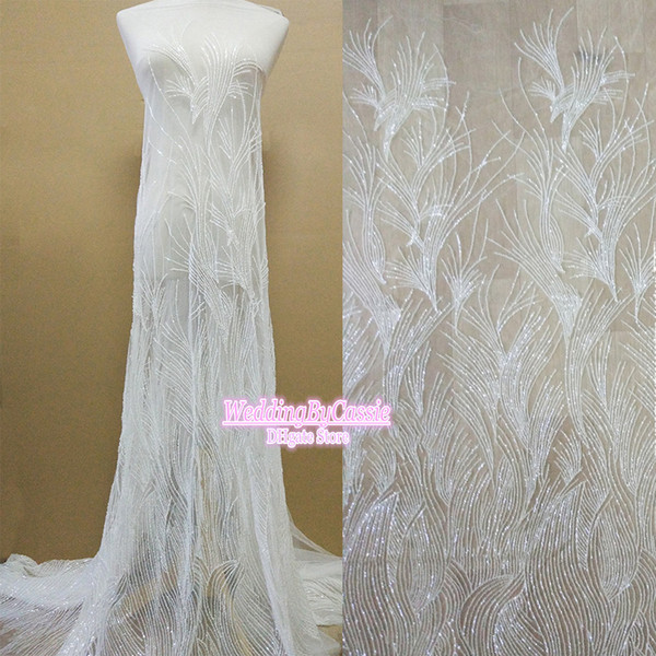 luxurious fabric and exquisite Beading French lace wedding dress lace clothing fabric DIY materials accessories M024