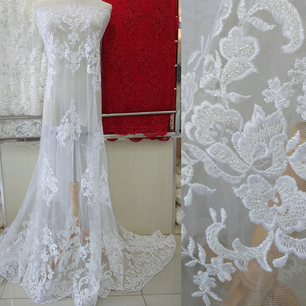 luxurious fabric and exquisite Beading French lace wedding dress lace clothing fabric DIY materials accessories M027