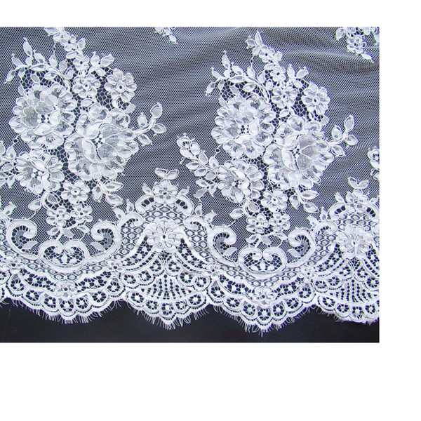 High quality 3 meters white French lace wedding dress gauze clothing fabric materials DZ04