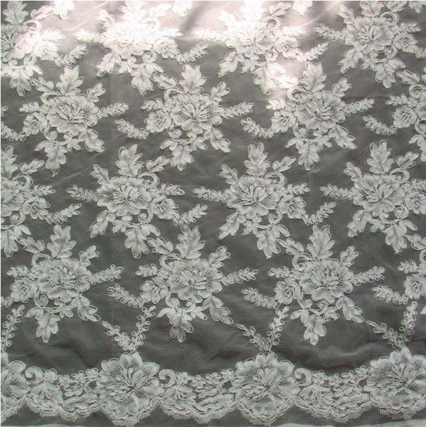 High quality white French lace wedding dress gauze clothing fabric materials DZ03