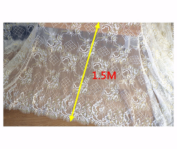 3 Meter gold silk thread French lace wedding dress eyelashes lace clothing fabric DIY materials accessories X02