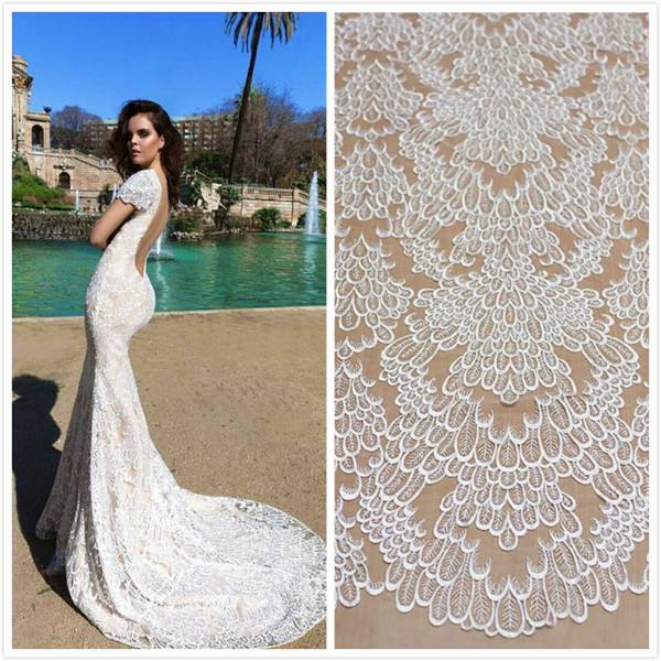 White tulle fabric embroidery lace wedding dress gauze clothing decoration materials DIY accessories Lace fabric